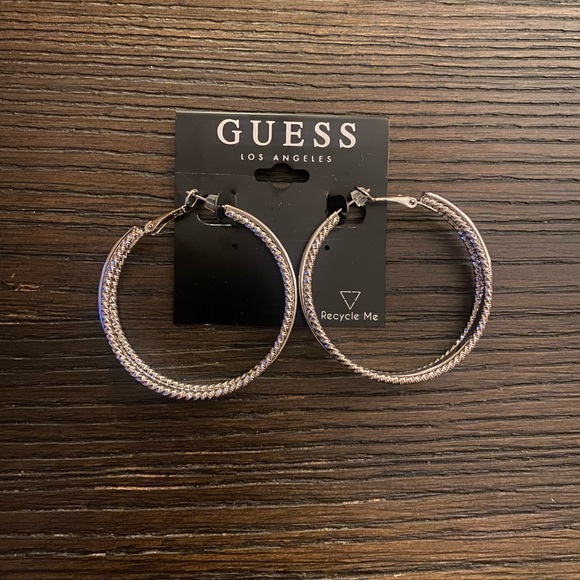 Guess Jewelry - NEW Guess silver textured tri-hoop earrings